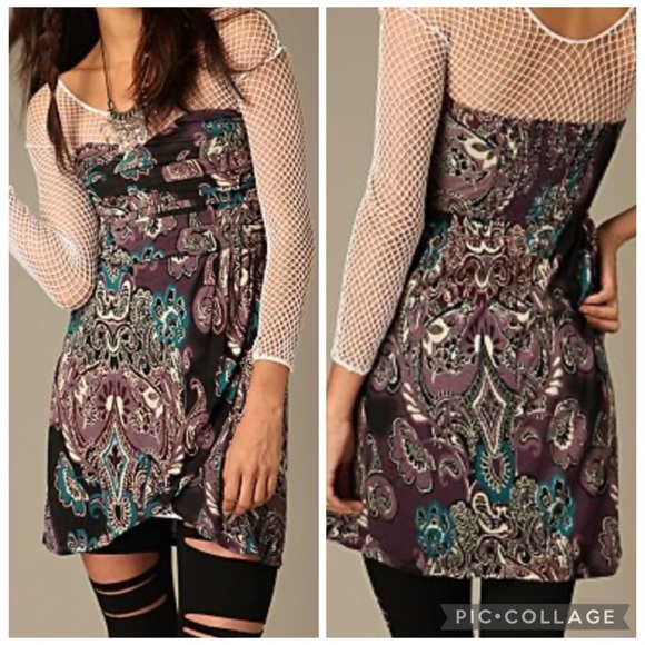 Free People Dresses & Skirts - FREE PEOPLE Women’s Purple Paisley Tulip Skirt SILVERS Bandeau Dress Strapless S